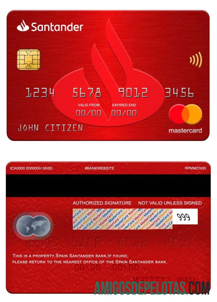 Espanha Banco Santander Mastercard baixar para verificação